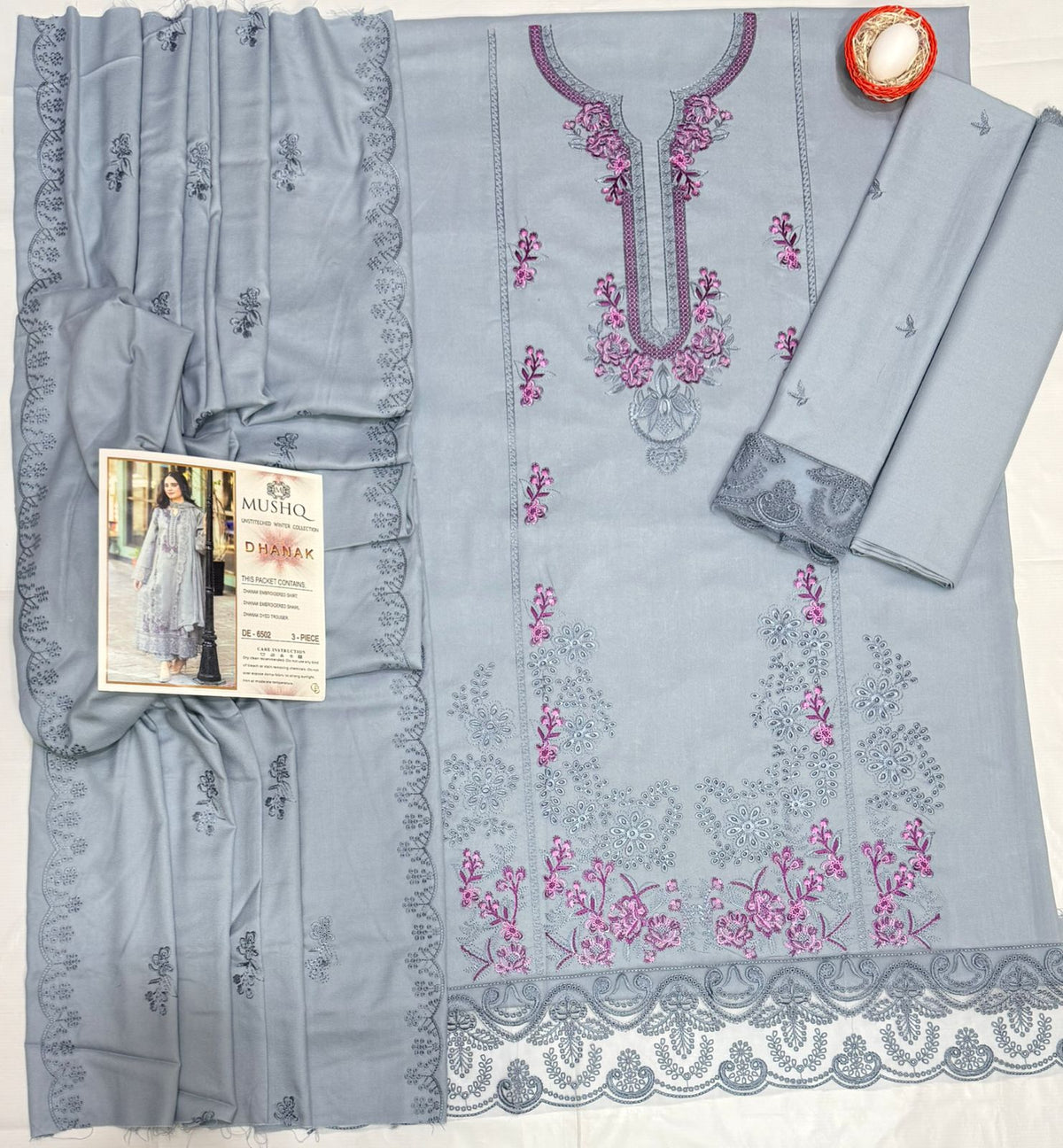 MSQ - 3PC DHANAK EMBROIDERED UNSTITCHED