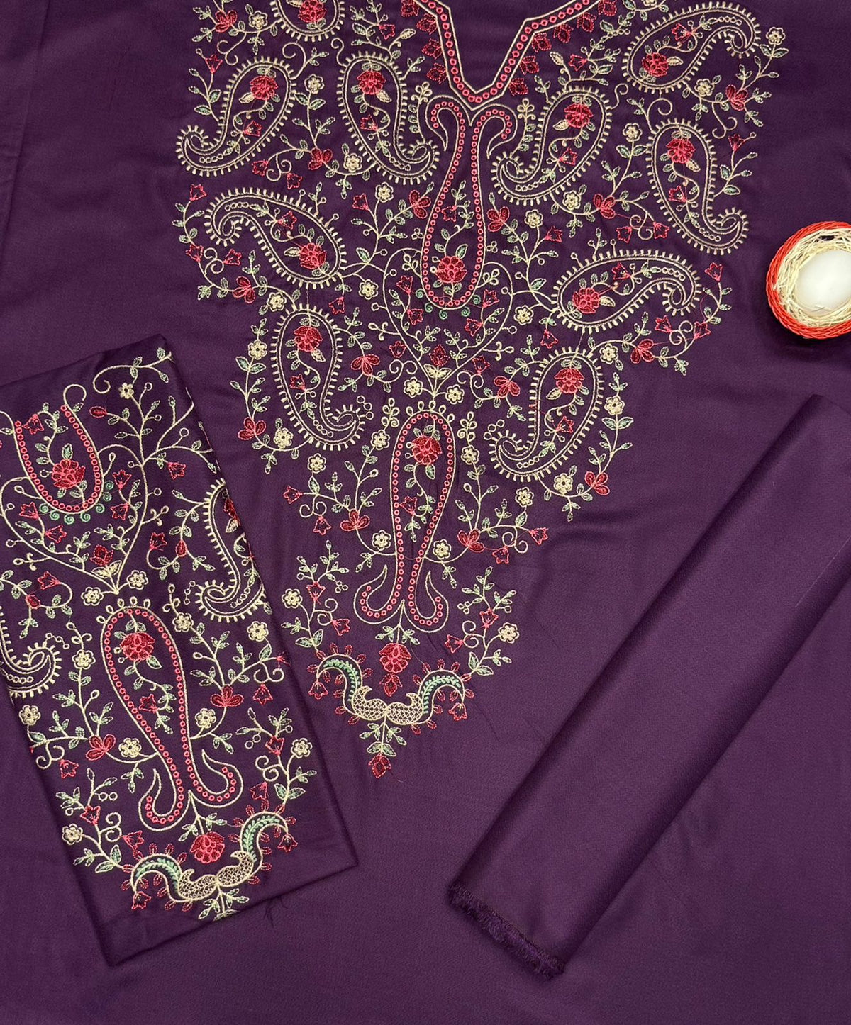 BTK - 2PC DHANAK EMBROIDERED UNSTITCHED(Purple)