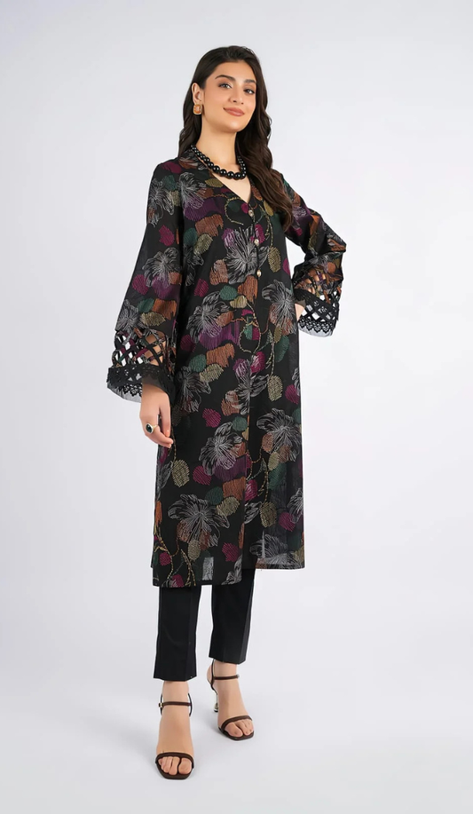BRZ - 3PC DHANAK EMBROIDERED UNSTITCHED (Black)