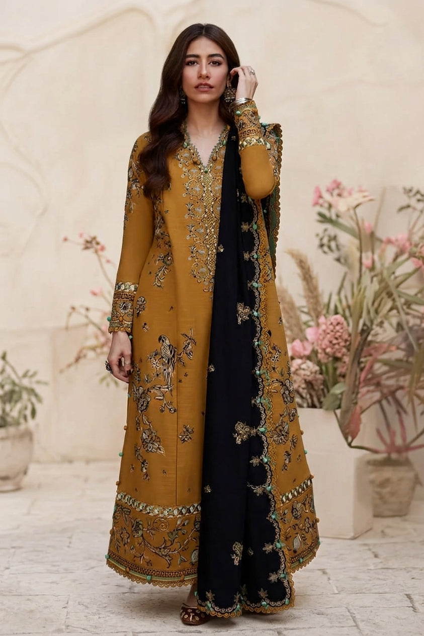 ZHA - 3PC DHANAK EMBROIDERED UNSTITCHED