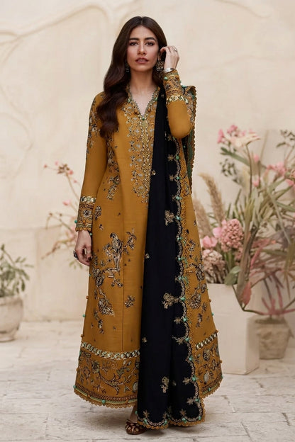 ZHA - 3PC DHANAK EMBROIDERED UNSTITCHED