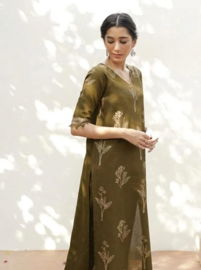 MHR - 3PC DHANAK EMBROIDERED UNSTITCHED (OLIVE)