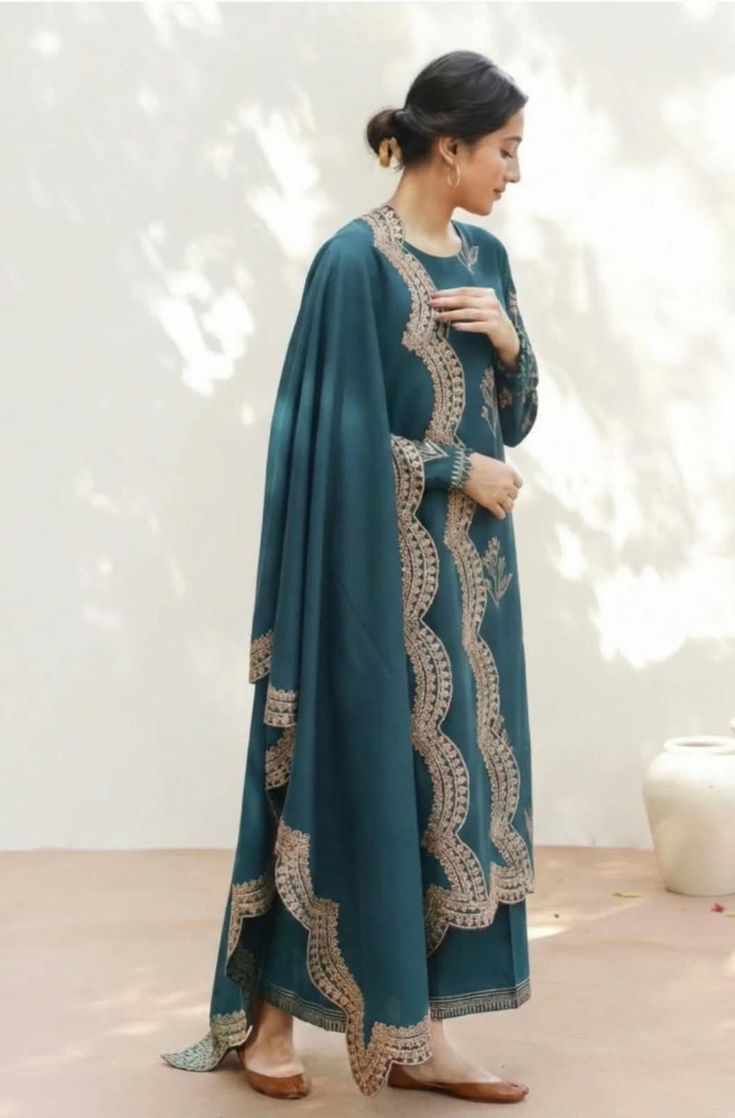 MHR - 3PC DHANAK EMBROIDERED UNSTITCHED (Teal)