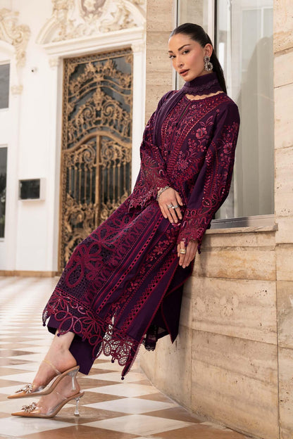 MRB - 3PC DHANAK CHIKANKARI EMBROIDED  UNSTICHED