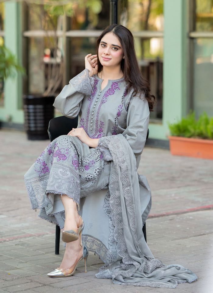 MSQ - 3PC DHANAK EMBROIDERED UNSTITCHED