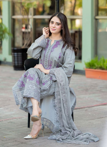 MSQ - 3PC DHANAK EMBROIDERED UNSTITCHED