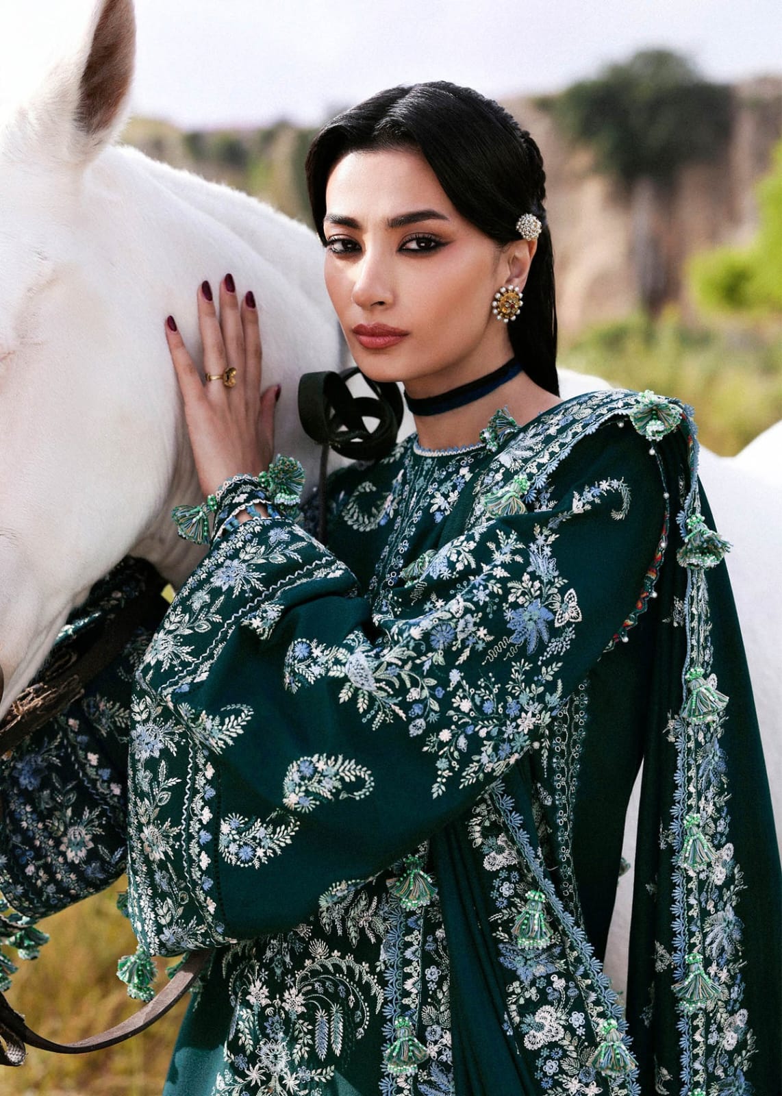 HNR - 3PC DHANAK EMBROIDERED UNSTITCHED(Teal Green)
