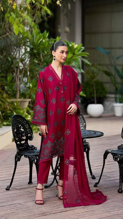 BRZ - 3PC DHANAK EMBROIDERED UNSTITCHED