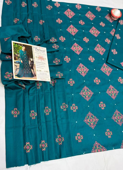 BRZ - 3PC DHANAK EMBROIDERED UNSTITCHED