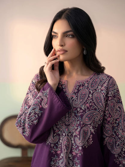 BTK - 2PC DHANAK EMBROIDERED UNSTITCHED(Purple)