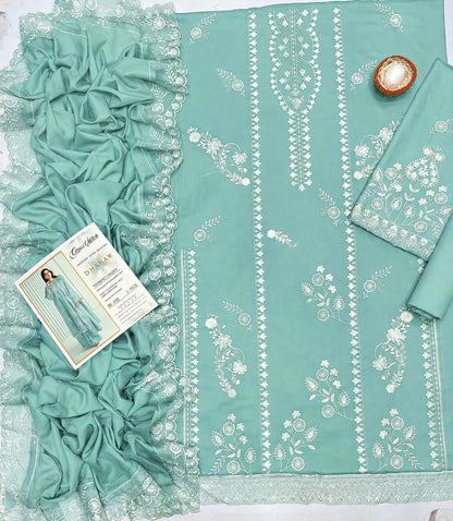 CRS - 3PC Dhanak Embroidered Unstitched (Mint Green)