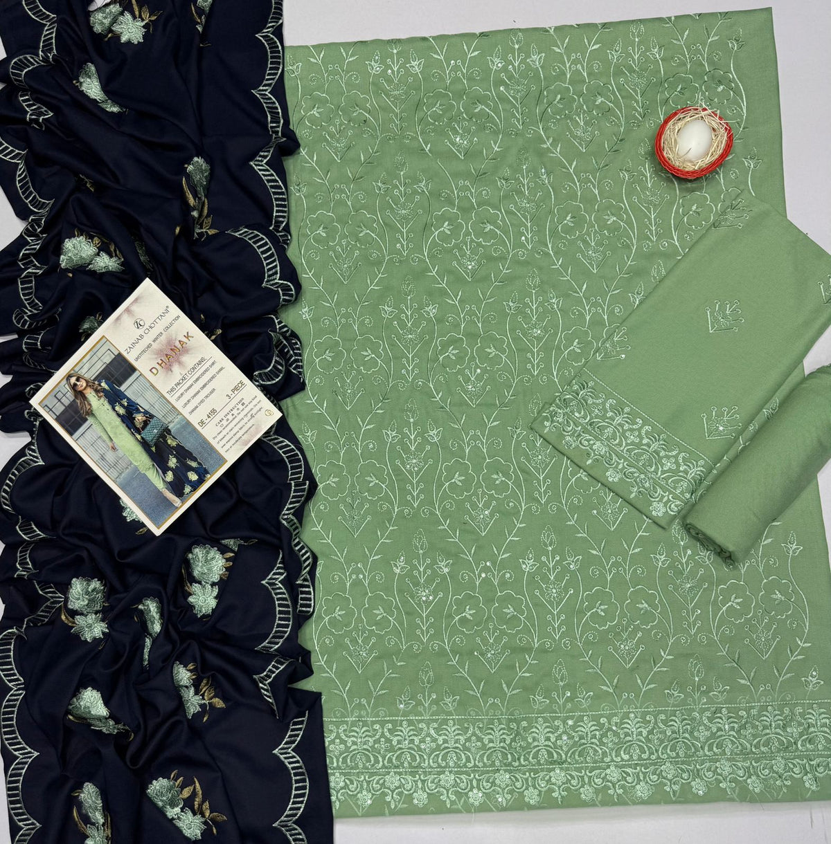 ZBC - 3PC DHANAK EMBROIDERED UNSTITCHED