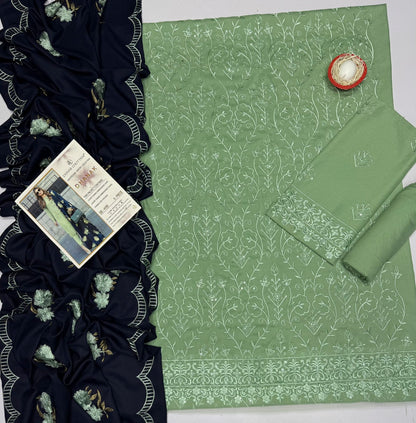 ZBC - 3PC DHANAK EMBROIDERED UNSTITCHED